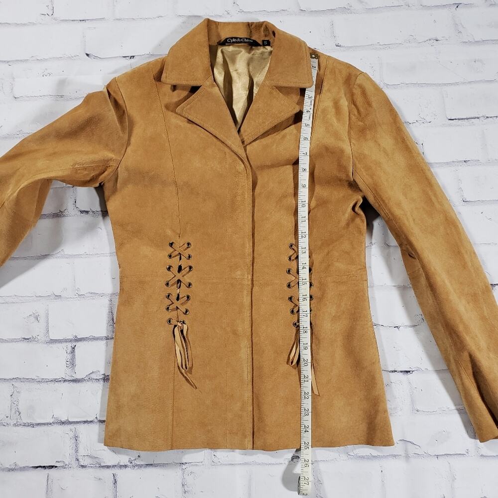 Cyle & Chloe Leather Jacket Lace Up Back Size Small - Picture 6 of 10